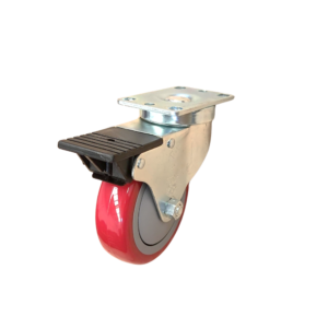 RODAJA GIRATORIA PLACA CON FRENO DE PEDAL TOTAL - MOD GLA 412 RED POLY FP