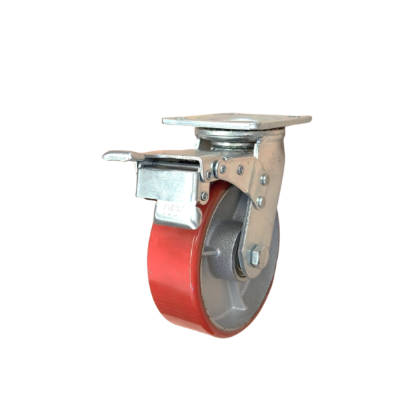 RODAJA FIERRO POLIURETANO GIRATORIA CON FRENO FRONTAL TOTAL 6x50