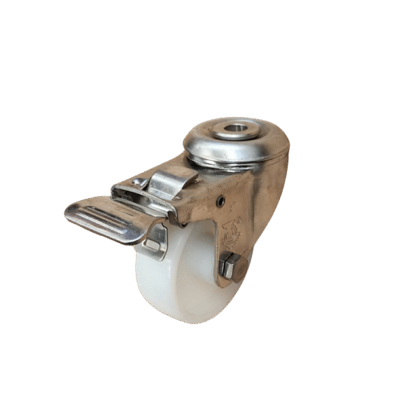 RODAJA GIRATORIA OJILLO CENTRAL BASE INOXIDABLE CON FRENO DE PEDAL - MOD GLES 314 NNS INOX FP