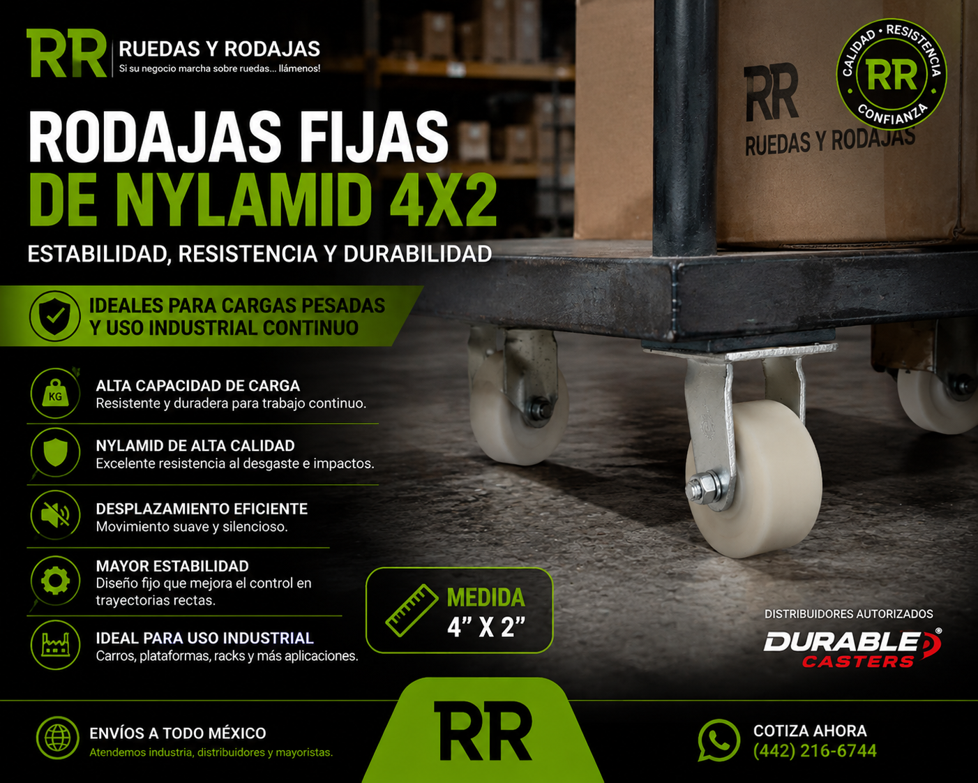 Rodajas Fijas de Nylamid 4x2 en México - Imagen 2