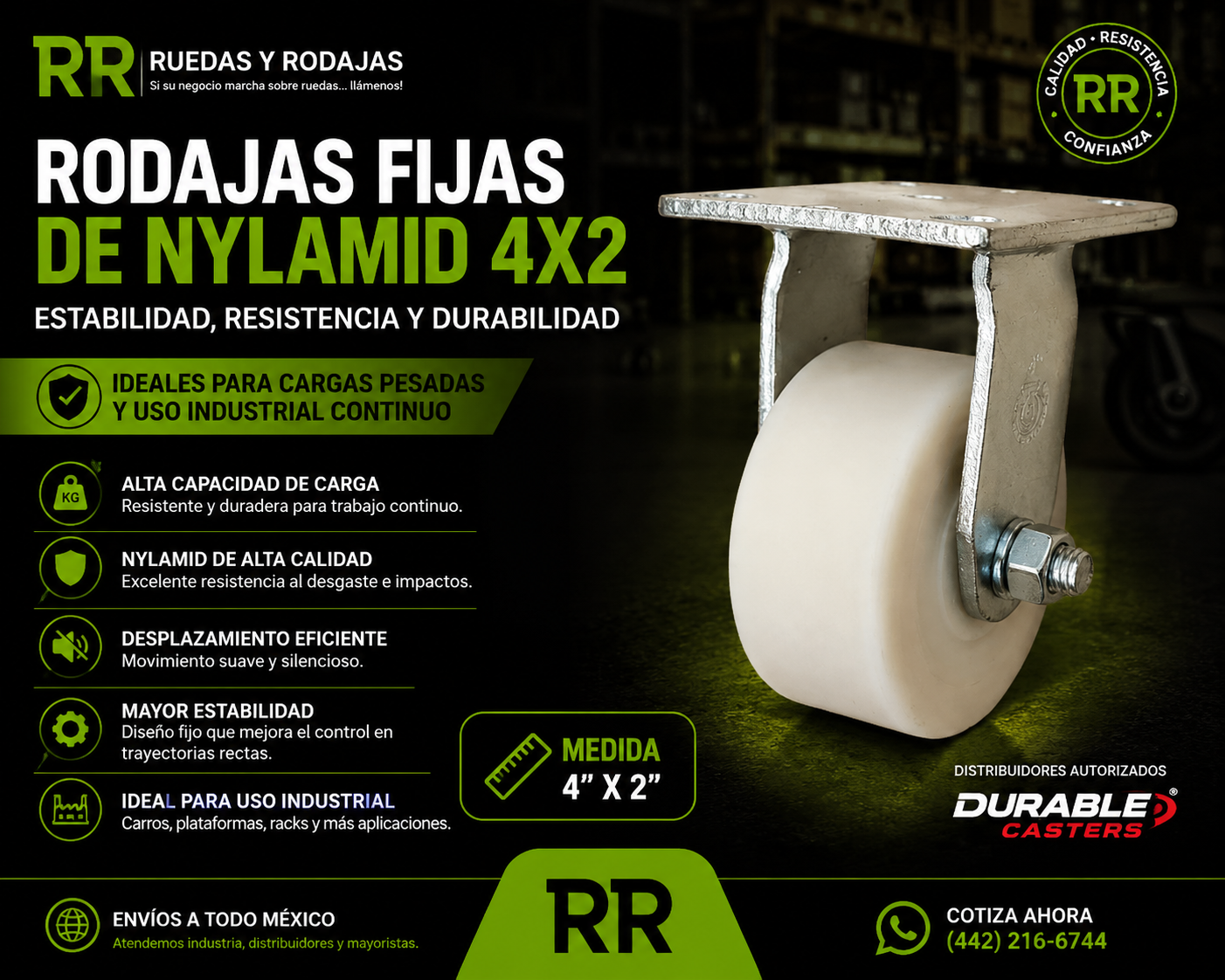 rodaja fija de nylamid 4x2 en mexico