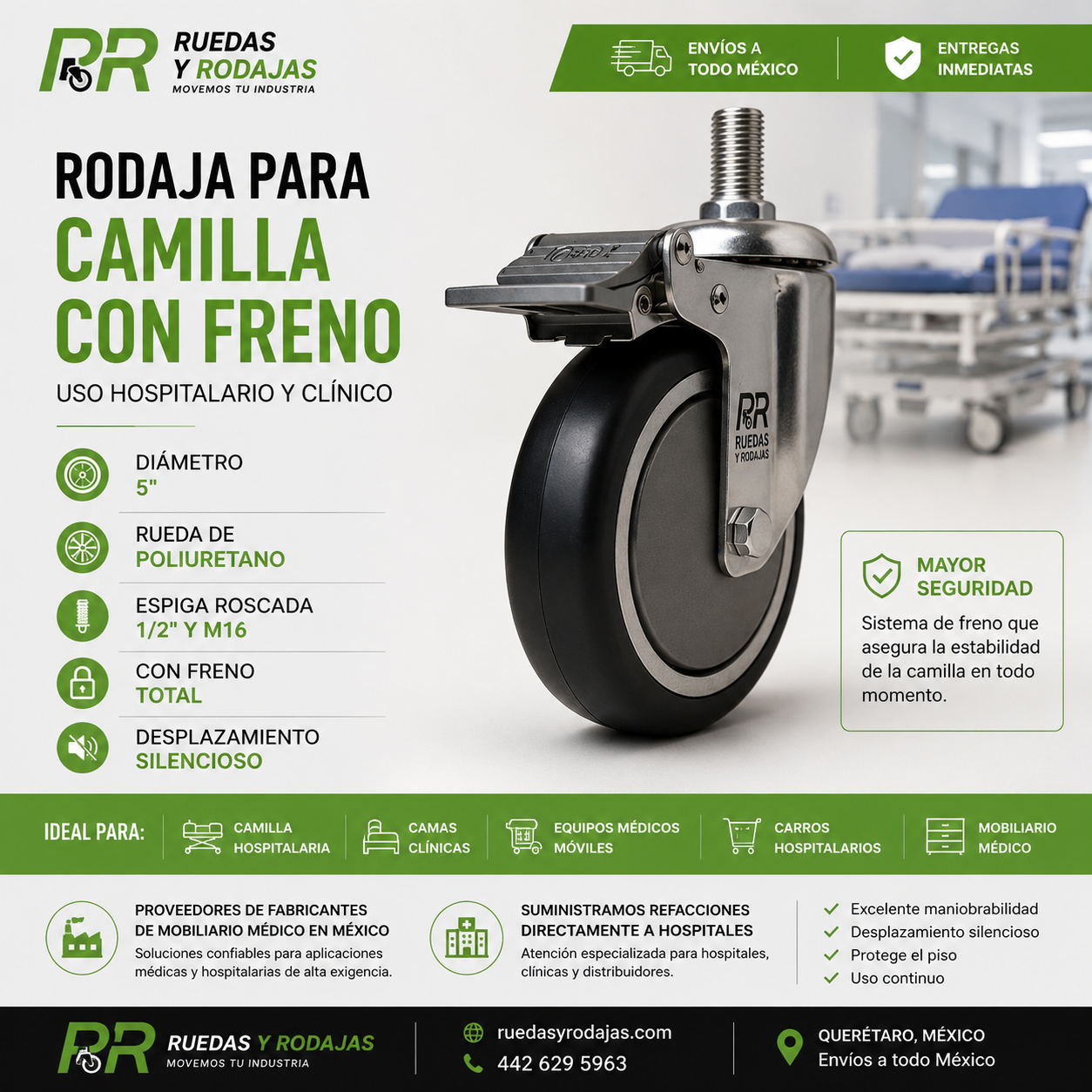 rodajas para camilla con freno