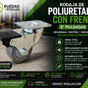 rodaja con freno de poliuretano de 3 en mexico