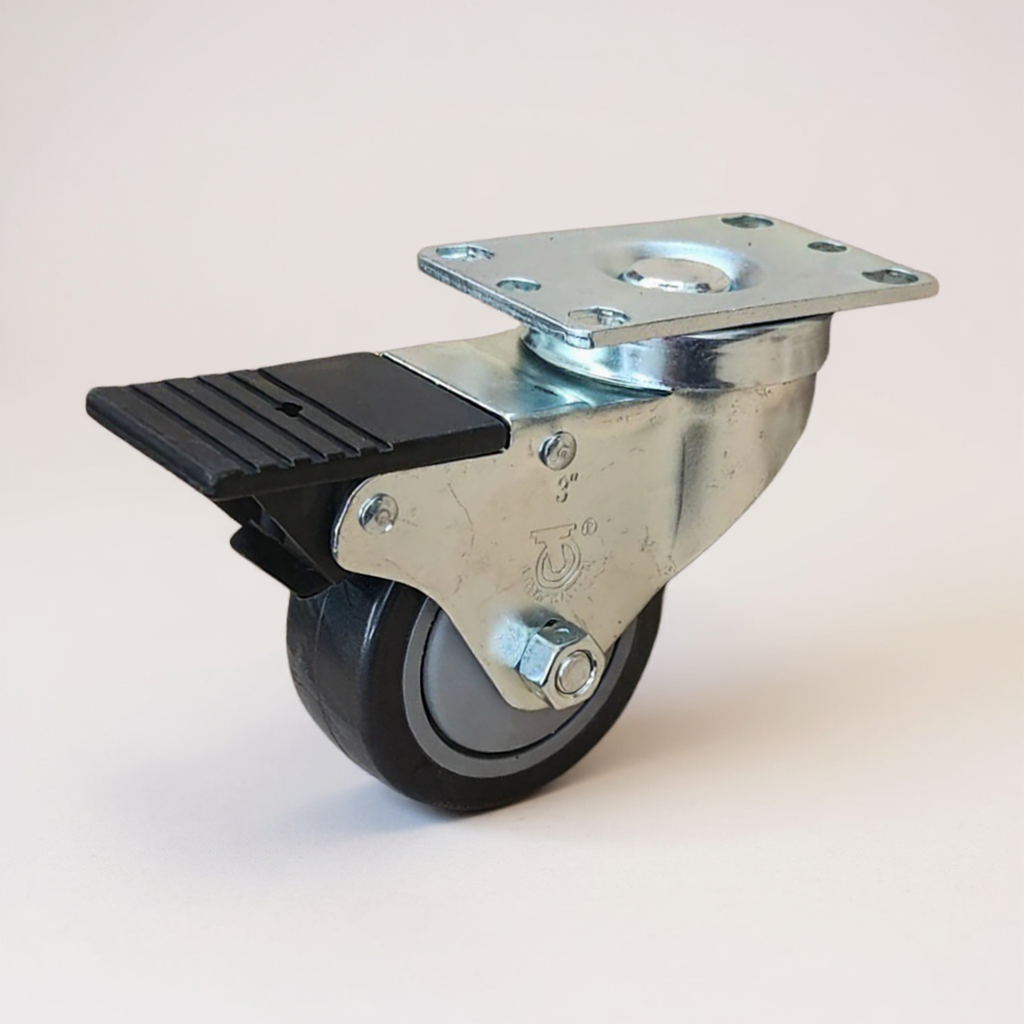 rodaja de poliuretano con freno de 3" para carritos