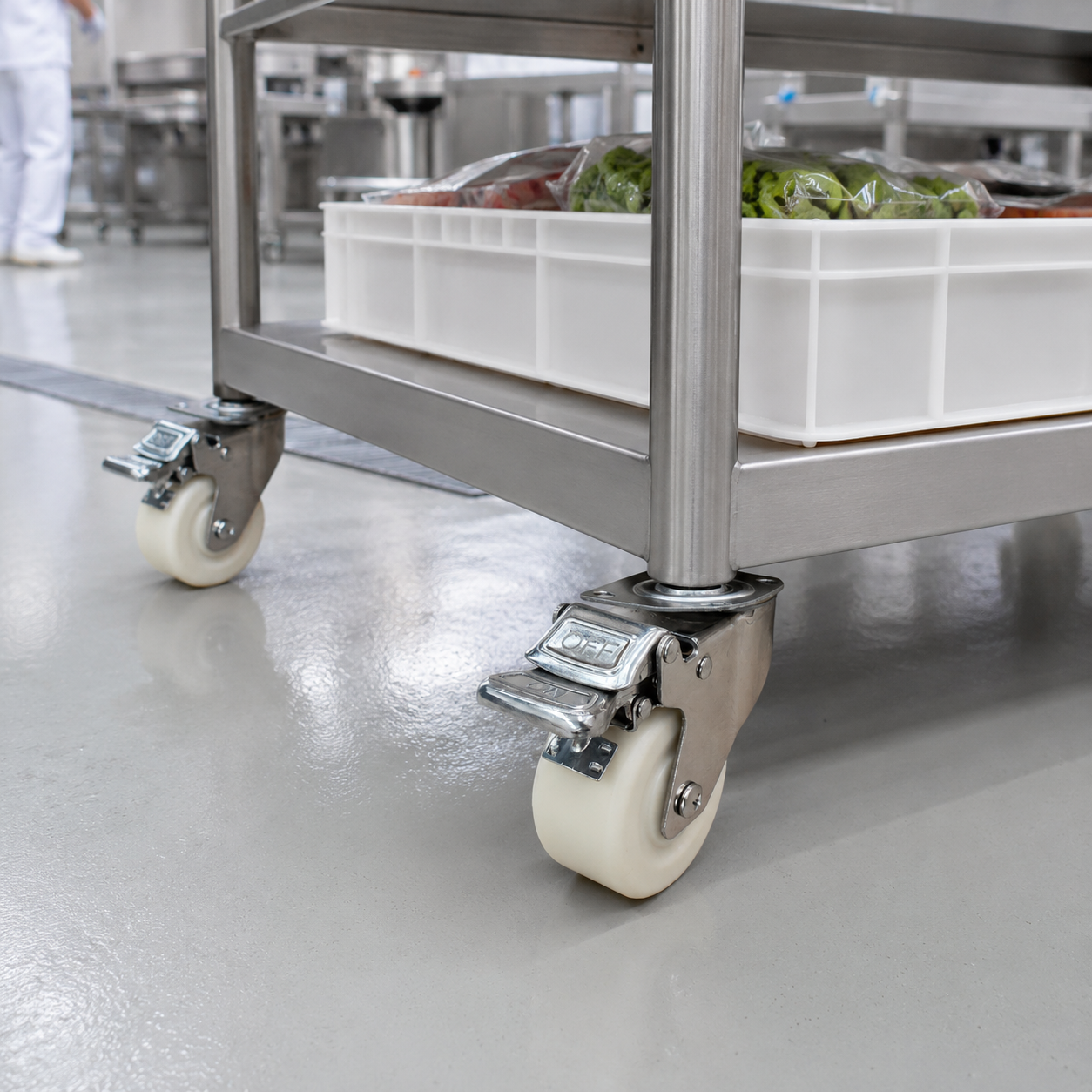 rodajas de acero iinoxidable con rueda de nylon