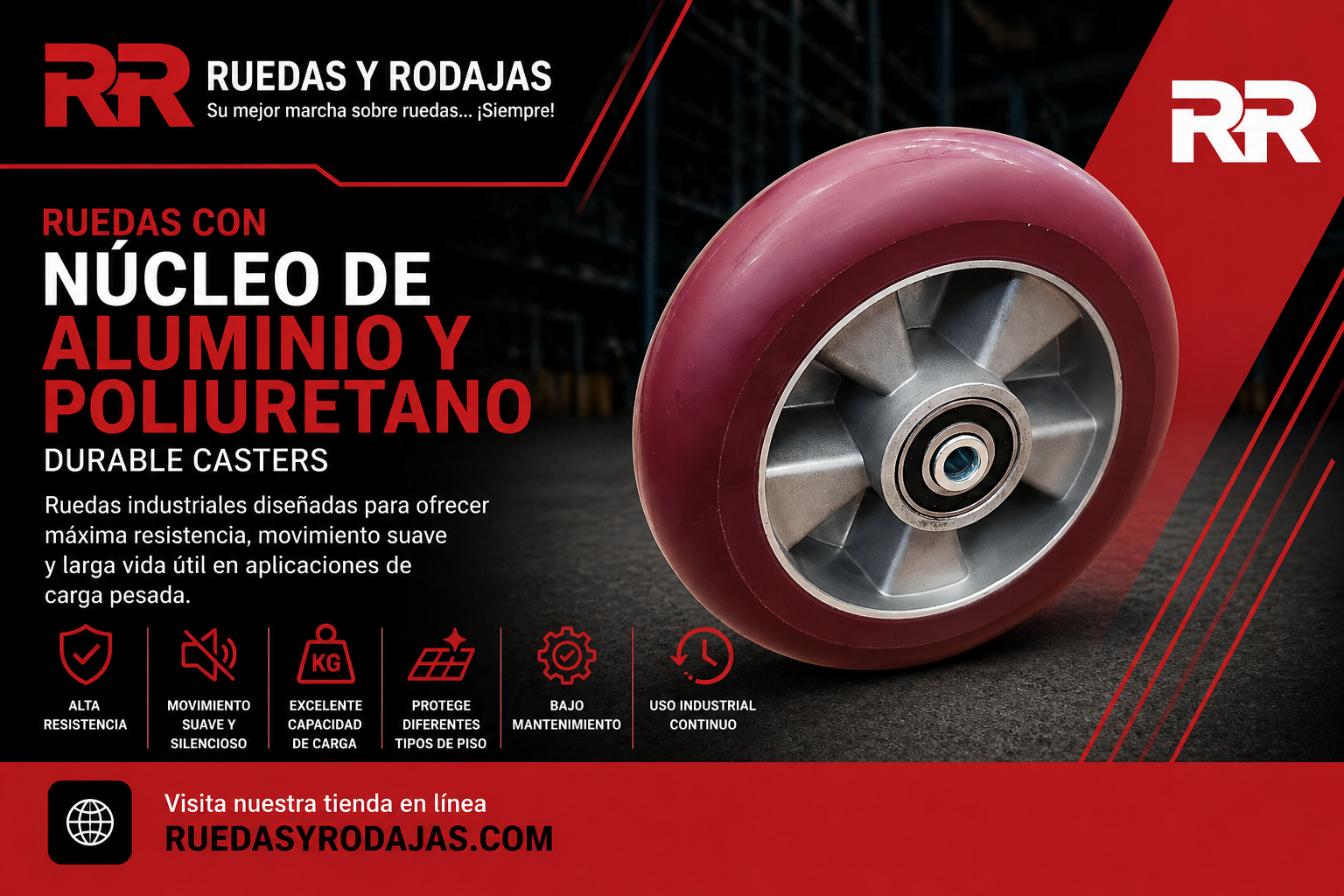 ruedas nucloe aluminio con poliuretano